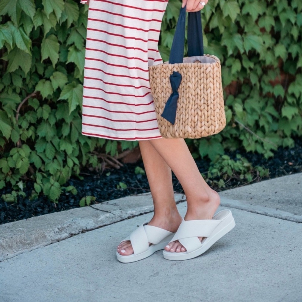 Ecco White Crossover Slide Mules